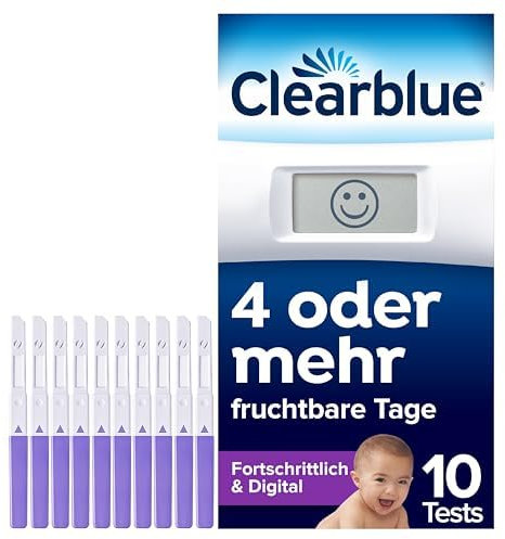 Clearblue Fruchtbarkeits-Ovulationstest-Set, 10 Tests + 1 digitaler Testhalter, Fruchtbarkeitstest für Frauen/Ovulation, fortgeschritten und digital (testet 2 Hormone), schneller schwanger werden