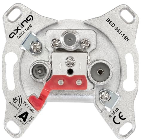 Axing BSD 963-14N Multimedia wall outlet socket 4-port cable tv (loop-through type 14dB DATA/TV/R)