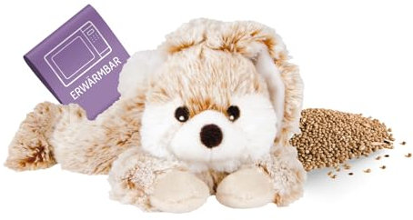 Habibi Plush Wärmekissen/Stofftier für Kinder u. Erwachsene – 1616 Schneehase mit Hirsefüllung, Wärmekuscheltier zum Erwärmen in der Mikrowelle/Backofen, ideal auch für Babys