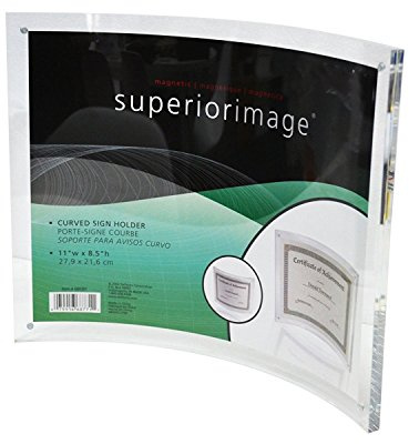 Yakri 8.5x11 Curved Sign Holder,Acrylic Photo Frame with Magnetic for Document Poster,Diploma,Certificate,Landscape,Clear