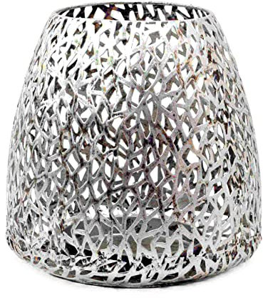 Gilde Casablanca Windlicht Purley aus Metall in der Farbe Antiksilber mit einem Durchmesser von 14cm, 54956