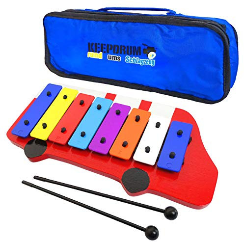 keepdrum Glockenspiel Feuerwehr-Auto + Trage-Tasche