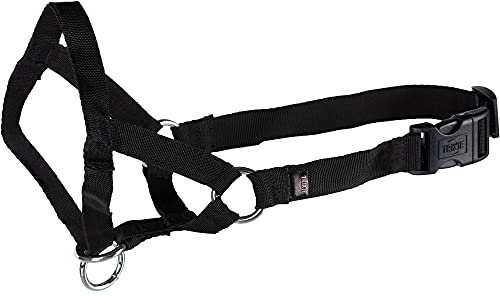 TRIXIE Trainer-Geschirr Größe M: Brustumfang 40-48 cm / 27 cm in schwarz - Anti Zieh Geschirr für das Training und Umorientierung mit Schnauzenschlaufe für mittelgroße Hunde, 13003