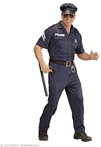 W WIDMANN MILANO Party Fashion - Polizist Kostüm Set | Mit Gürtel & Mütze, klassischer Polizei- und Officer-Look, Karneval & Mottoparty