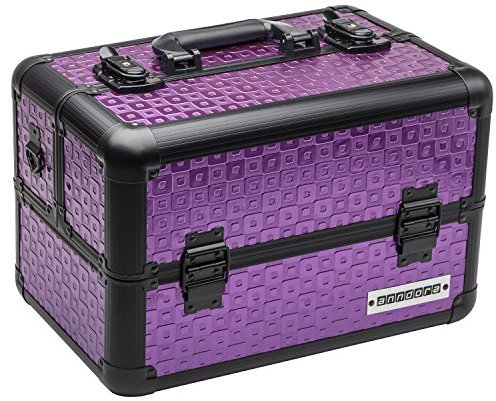 anndora Beauty Case Kosmetikkoffer - Robuster Schminkkoffer, Werkzeugkoffer, Nähkoffer, Aluminium Make-Up Koffer mit Fächern - Ideal für Reisen und professionelle Anwendungen abschließbar Violett Lila