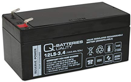 Q-batterier 12LS-3.4 AGM-batteri 12 V 3,4 Ah underhållsfritt