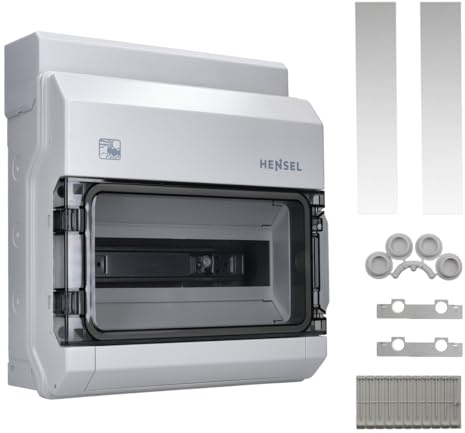 Hensel KV PC 9112 Kleinverteiler, 12 Module, IP65, Aufputz, wetterfest | Sicherungskasten für Outdoor & Feuchtraum, 1-reihig, UV- & sturmbeständig, mit FIXCONNECT & Zubehörfach
