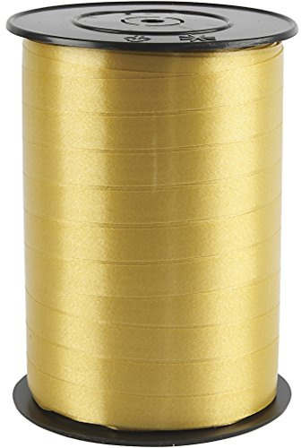 Creativ Presentsnöre, Guld, B: 10 mm, Blank, 250 M, 1 Rulle