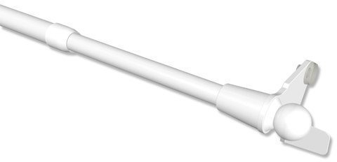 INTERDECO Klemmstange ausdrehbar, Scheibenstange 10/8 mm aus Metall, ohne Bohren, Weiß, für Scheibengardinen und Kurzgardinen, Typ 2010041, 40-60 cm