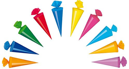 10 Deko Schultüten/Länge: 20cm / 10 Farben