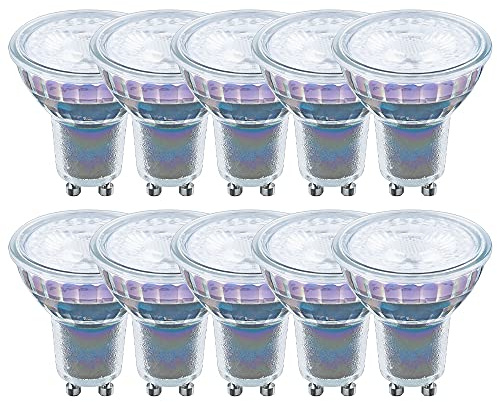 NCC-Licht 10 x LED Premium Glas Reflektor GU10 6W = 50W 450lm warmweiß 2700K 38°