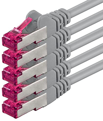 1aTTack.de 3,0 m - gris - 5 pièces - câble réseau CAT6a (10Gb/s) S-FTP CAT 6a Lankacable - certifié GHMT PIMF 500 MHz Cat5 Cat5e Cat6 Cat6a Cat7 pour switch, routeur, modem, Internet