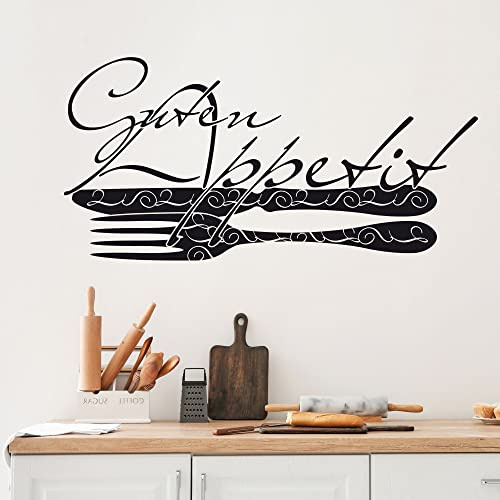 GRAZDesign Wandtattoo Küche Guten Appetit | Küchenaufkleber selbstklebend - 61x30cm / 070 schwarz