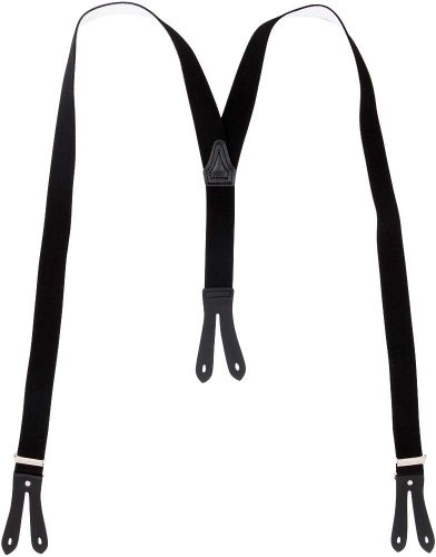 Harrys-Collection Hosenträger Herren Echtleder 35mm, schwarz, 120 cm | stufenlos verstellbar, elastisches Band, robuste Knopfloch-Patten aus Echtleder, optimaler Sitz für Arbeit und Freizeit