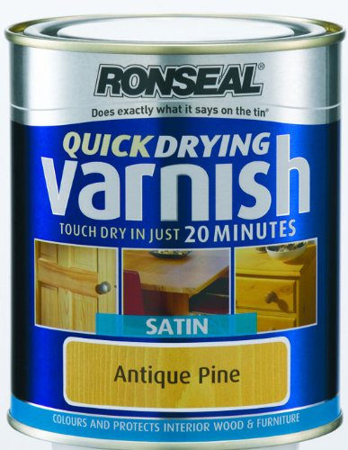 Ronseal QDVSAP750 750ml Quick Dry Varnish Coloured Satin - Antique Pine