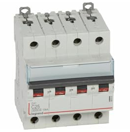 407900 Disjoncteur Tétrapolaire 25a - 4p Courbe C - 6/10ka - à Vis - Legrand Dx3