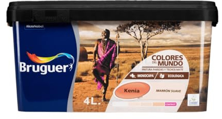 Bruguer Colores del Mundo Pintura para paredes monocapa Kenia Marrón Suave 4 L