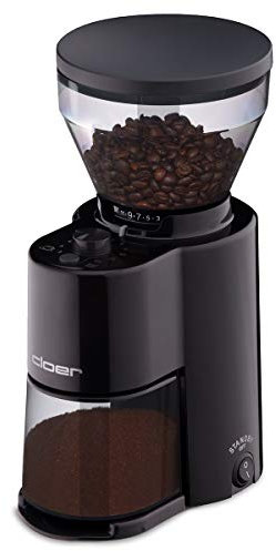 Cloer 7520 Moulin à café électrique avec broyeur Conique en Acier Inoxydable, 2-12 Tasses, 300 g de Grains de café, 150 W, degré de mouture réglable, broyeur en Acier Inoxydable, Noir