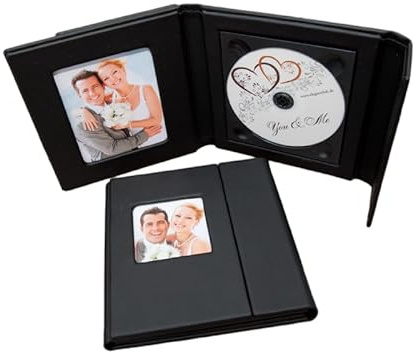 Elegantdisk CD DVD BluRay Case. CD DVD Tasche. CD DVD Album. Kunstleder Weiß, Schwarz, Grau (Schwarz, 1CD)
