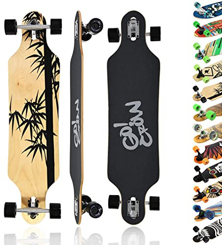 MAXOfit Longboard Crow No. 12 - Drop Through Board mit robustem Deck und mittelweichen Rollen - Drop Through Achsen und Cut Outs für hohe Wendigkeit und Stabilität