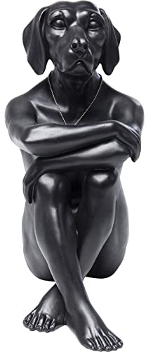 Kare Design Deko Figur Hund Marc, Schwarz, Sitzender Hund, 33 cm hoch | Dekofigur, Skulptur, Dekoobjekt, verspieltes Design, Tiermotiv, tierische Deko, elegant, als Wohnaccessoire, Wohnzimmer