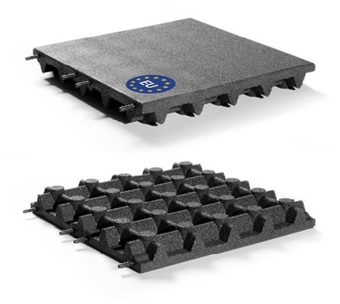 Gartenpirat Fallschutzmatte 50x50 cm Stärke 65 mm schwarz Gummimatte für Rutsche Schaukel Spielplätze Spieltürme Bodenschutzmatte rutschfest wetterfest innen außen