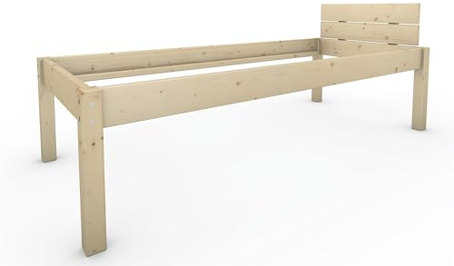 TUGA - Holztech Naturprodukt MASSIVHOLZBETT DAYBETT MASSIV Holz Bett HOLZBETT FSC 300Kg 90 x 220cm unbehandelt EXTRA HÖHE 58cm