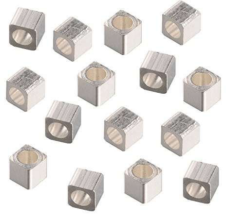 Perlin Metallperlen Würfel 4 mm Silber Spacer Perlen 30 Stück Messing Zwischenperlen für Schmuckherstellung Armband Kette DIY für 2 mm Lederband