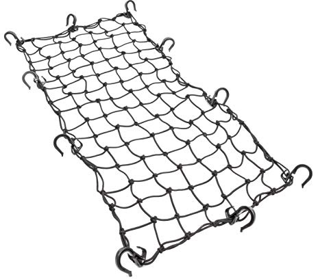 Powertye 15in x 30in Elastic Cargo Net with 10 Adjustable Hooks and Tight 2in x 2in Mesh, Black