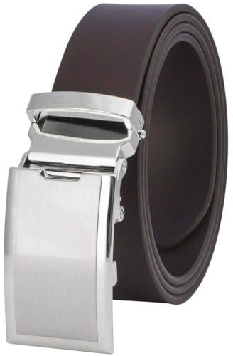 LINDENMANN Leder-Gürtel Herren, Anzug-Gürtel mit Automatikschließe 33 mm breit, Gürtel Herren Rindleder braun, Größe/Size:Bundweite 95 cm Gesamtlänge 110 cm W 37.4 L