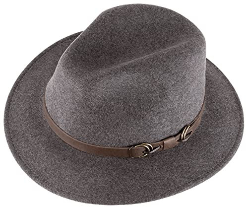 Alpenleder Fedora Hut Siena | Handgefertigter Wollhut Filzhut Wollfilzhut Hut Hat Herren (M (57-58 cm), Dimgrey)