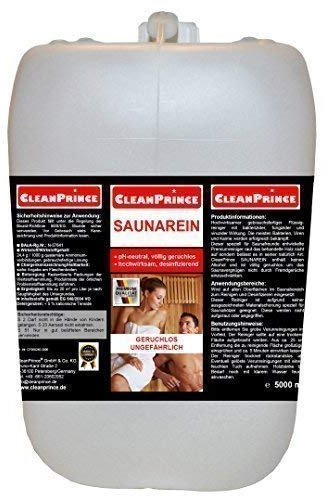 Cleanprince 5 Litres Saunarein Sauna-Nettoyants Saunareinigungsmittel Sauna Nettoyant Sauna-Rein Nettoyeur Vapeur Du Hammam Finlandais Saunieren Désinfection Solarium Etc.