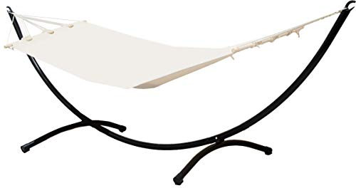 AMANKA Outdoor Hängematte mit Gestell für Garten & Balkon - 300 cm Hängemattengestell bis 120 kg - 190×80 cm Stabhängematte für 1 Person - Freistehendes Stahlgestell Wetterfest - Boho Hängeliege