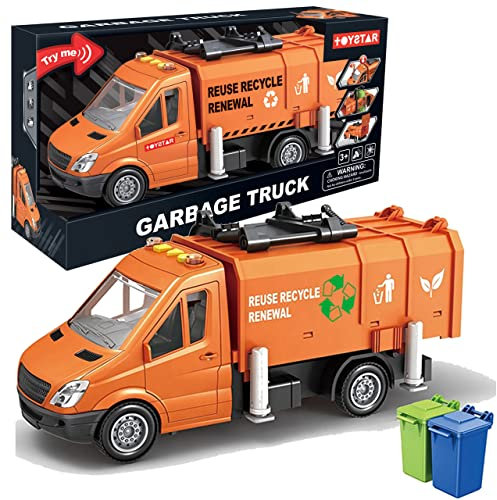 Sferazabawek Auto Müllwagen mit Abfalleimer Licht Sound - Spielzeug Müllwagen mit Ton und Licht, Fahrzeuge Kinderspielzeug, Geschenk für Kinder Jungen 3-8 Jahre