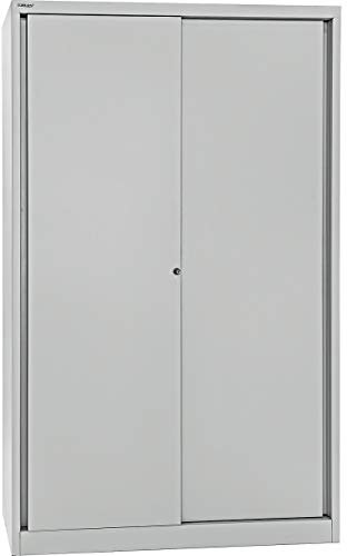 BISLEY Schiebetürenschrank ECO, 4 Fachböden, 5 OH, Metall, 645 Lichtgrau, 43 x 120 x 198 cm