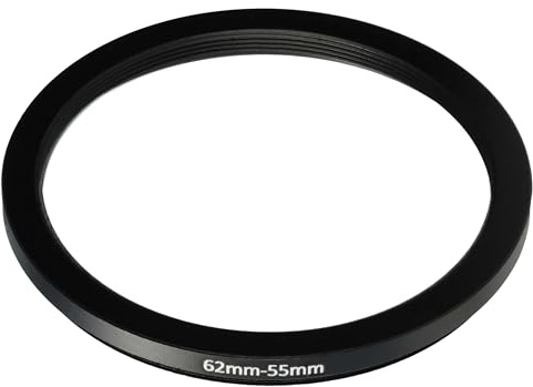 vhbw Step-Up-Ring Adapter 62mm - 55mm für Kamera Objektiv | Filteradapter, Metall Schwarz