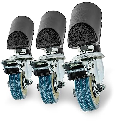 Walimex pro tripod wheels Pro set of 3 - tripod wheels, swivel castors, full metal, wheels 50 mm Ø, with rubber tread and brake, for tripod legs with 18 - 23 mm Ø, for light lamps and video tripod, black
