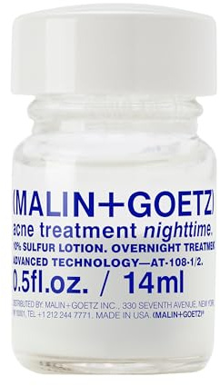 MALIN+GOETZ Acne Treatment Nighttime Overnight Spot Treatment 10% Sulfur, Salicylic Acid, Zinc Oxide, Camphor Calms Redness, Absorbs Oil, Helps Prevent Scarring Vegan + Cruelty-Free (0.5 Fl Oz)