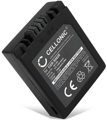 CELLONIC Akku kompatibel mit Panasonic Lumix DMC-C20, DMC-FC20, CGA-S002 | (700mAh-7.4V-Lithium-Ionen) für Panasonic Lumix DMC-FZ1, DMC-FZ10, CGA-S002A, CGA-S002A/1B, CGR-S002, CGR-S002E, DE-928A