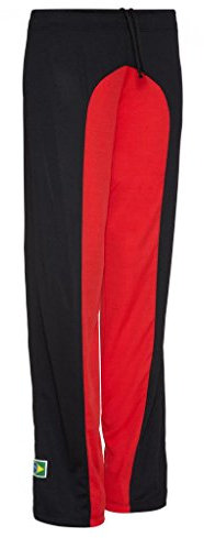 JL Sport Authentische Brasilianische Capoeira Kampfsport Unisex Hosen (Schwarz Und Rot) - L