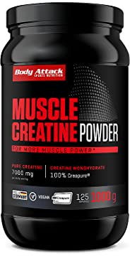 Body Attack Micronised Creatine Powder (Creapure®) 1 kg - hochwertiges Kreatin 100% Made in Germany - hochdosiert für Fitness & Kraftsport, vegan