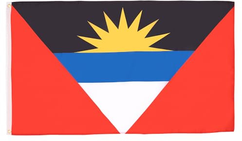 AZ FLAG Bandera Antigua y Barbuda 90x60 cm Poliéster 100D 2 Ojales | Uso interior y exterior Enseña antiguana Antigua & Barbuda costuras dobles y bordes reforzados con ojales metálicos