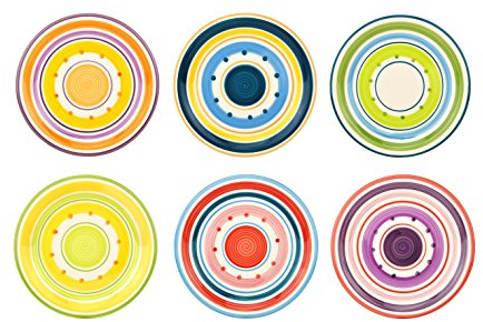 Unitable Dessertteller 6er Set Cefalu I Kuchenteller im Mediterranen-Stil I Steingut-Teller von Rose&Tulipani I mikrowellen- & spülmaschinengeeignet I handverzierte Teller bunt I Ø 19cm