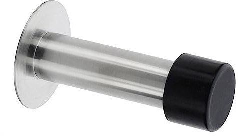 BURG-WÄCHTER Wall Door Stopper, Height: 90 mm, Diameter: 51 mm, Incl. Mounting Material, TSW 2390 Ni SB, Stainless Steel, 15531 8