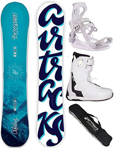 Airtracks Damen Snowboard-Set Freestyle Freeride Orbelus Lady Camber 140 + Snowboard Bindung Master W + Snowboardboots Master QL W 38 + Sb Bag