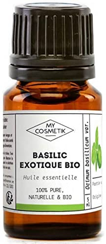MY COSMETIK - Ätherisches Basilikumöl - Aus biologischem Anbau - HEBBD/HECT chemotypisiert - 100% rein und natürlich - ECOCERT-zertifiziert - 5 ml
