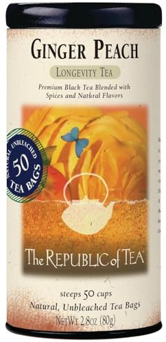 The Republic Of Tea Ginger Peach Black Tea 50 Teabags