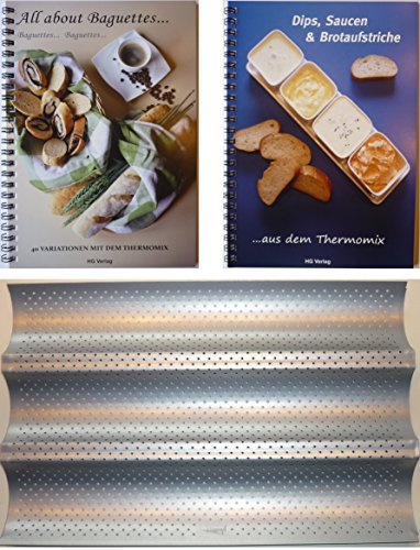 HG Verlag Set Baguetteblech + 2 Bücher: All About Baguettes+Dips, Saucen & Brotaufstriche aus- mit dem Thermomix TM21 TM31 TM6 TM5