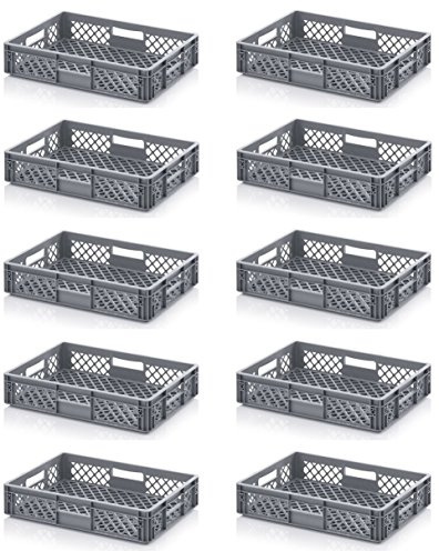 Auer Packaging 10x Bäckerkiste Cateringbox 60 x 40 x 12 durchbrochen inkl. gratis Zollstock 10er Set