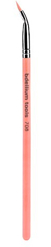 Bdellium Tools Professional Makeup Brush - Pink Bambu Series 708 Bent Eyeliner - With Soft Synthetic Fibers, For Smooth Application (Pink, 1pc)